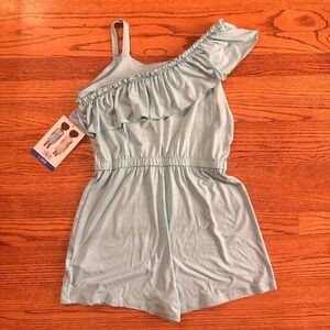 BCBG Girls Aqua Asymmetrical Romper Size L 14/16 NWT